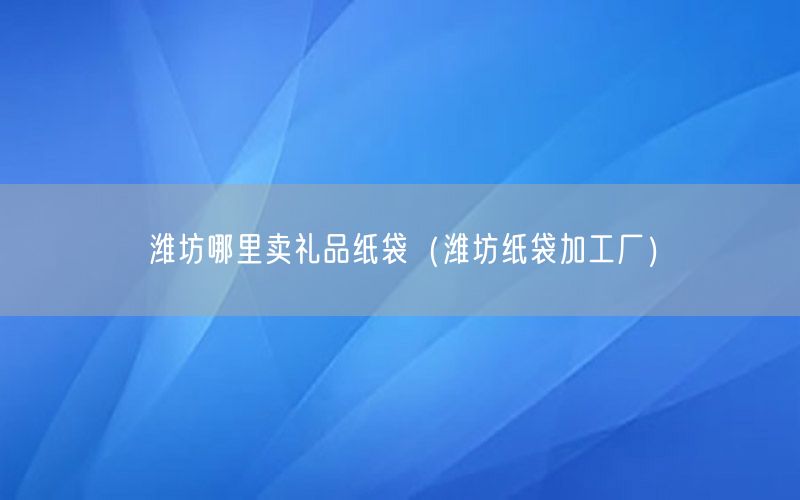 潍坊哪里卖礼品纸袋（潍坊纸袋加工厂）